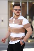 Erkek Yakalı Fermuarlı çift Renk Kısa Kollu T-shirt resmi
